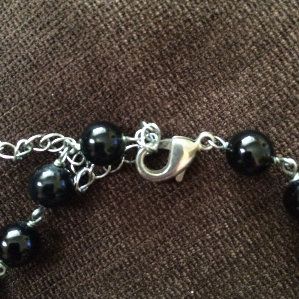 Vintage Style Black Bead & Tassel Tiered Necklace - Picture 4 of 5
